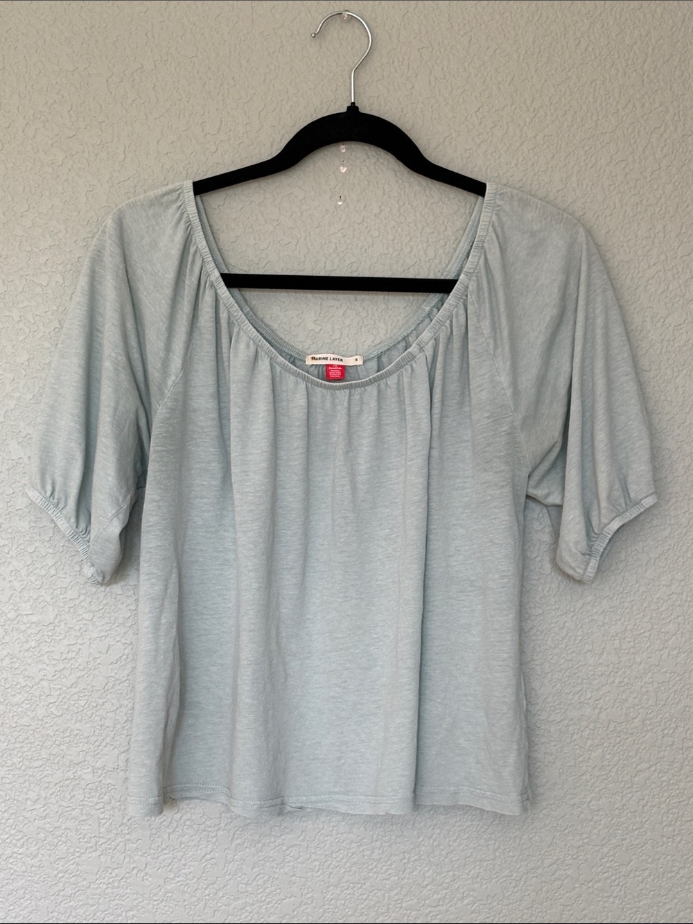 Marine Layer Pale Blue Scoop Neck Short Sleeve Top